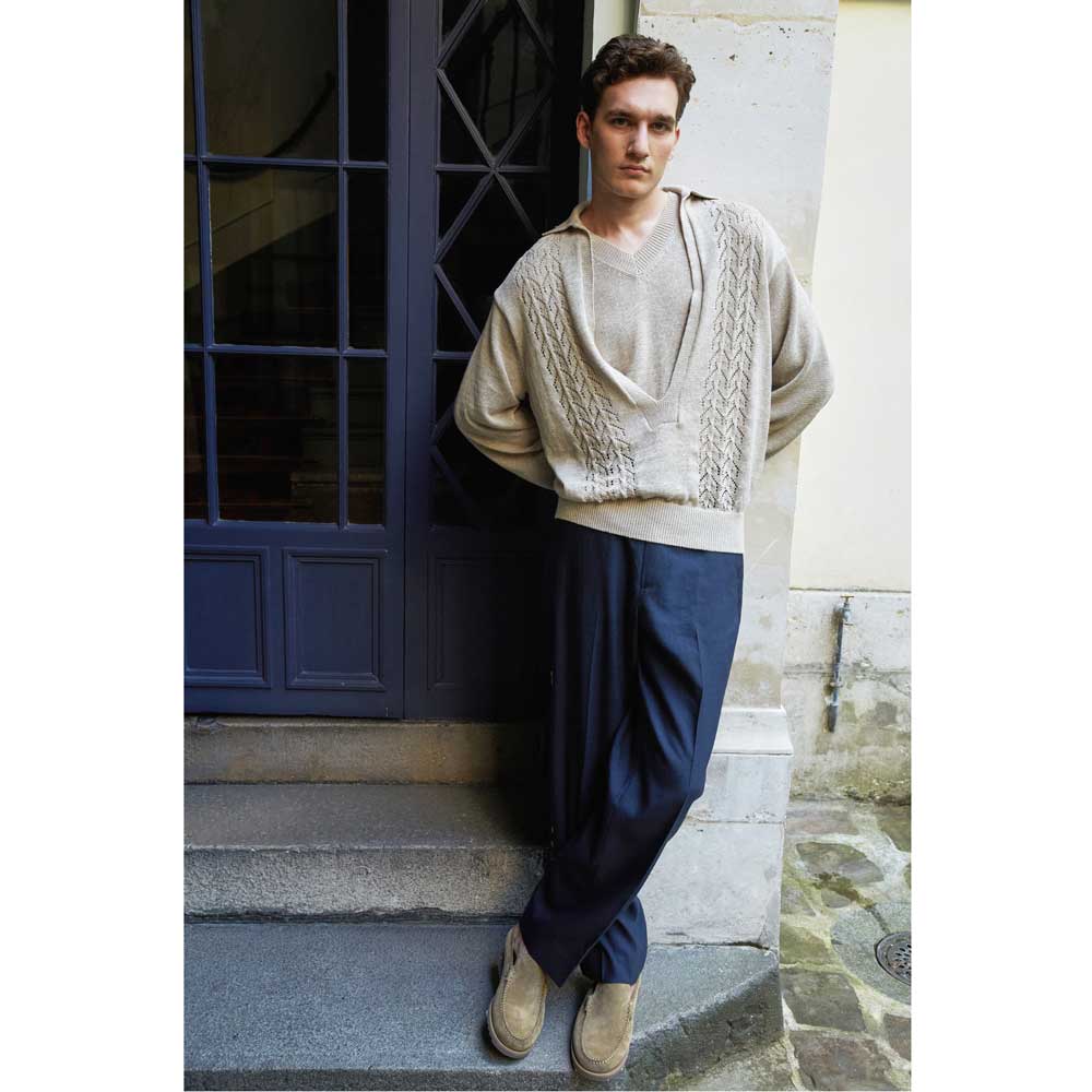Linen V-neck knit