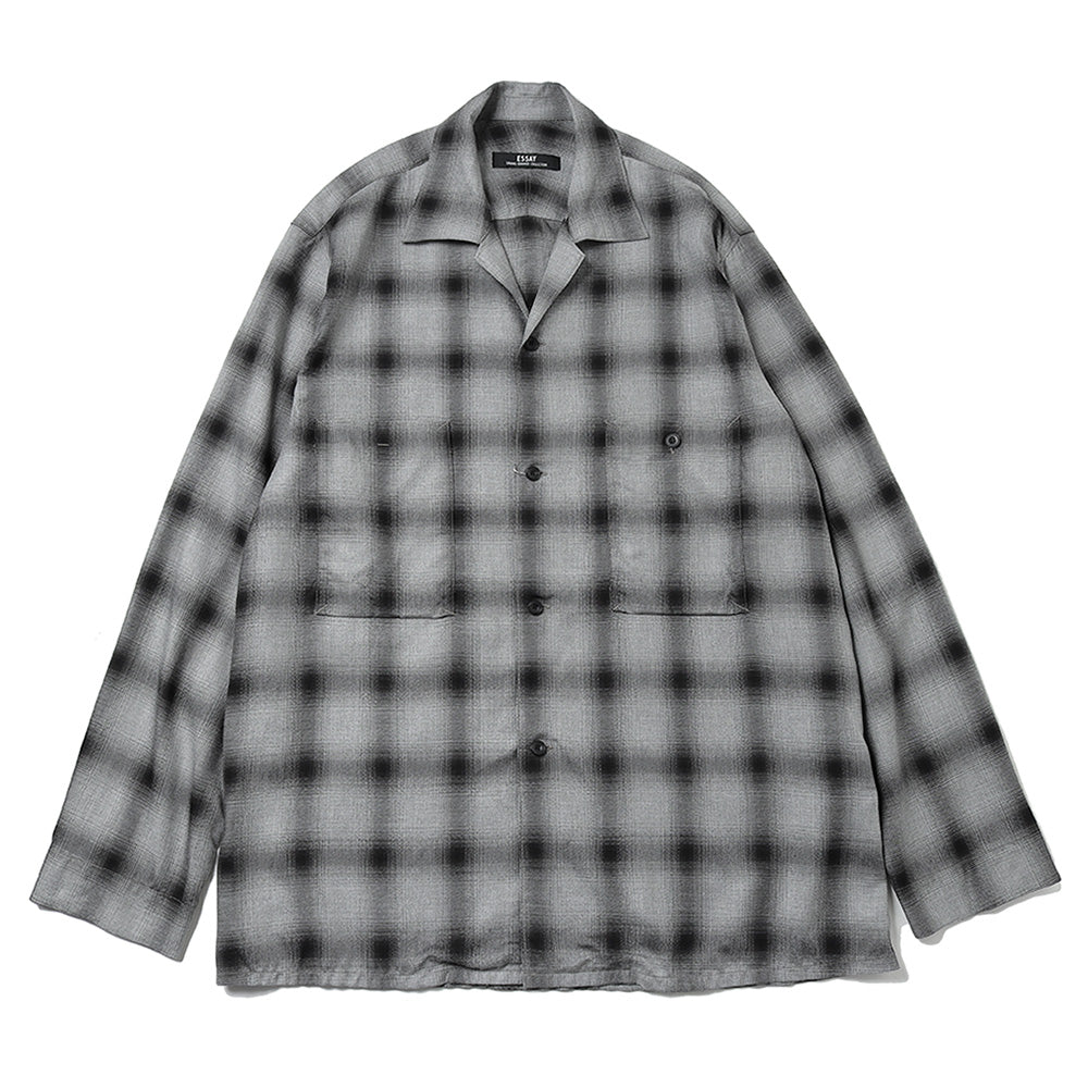 SHADOW CHECK OPEN COLLAR SHIRT