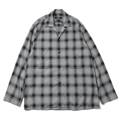 SHADOW CHECK OPEN COLLAR SHIRT