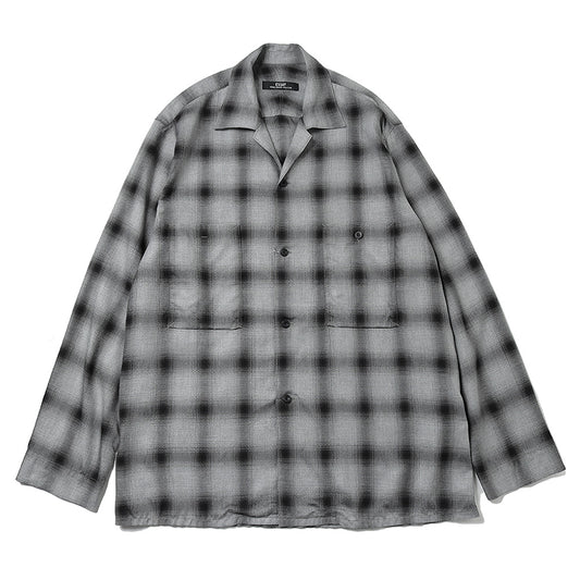 SHADOW CHECK OPEN COLLAR SHIRT