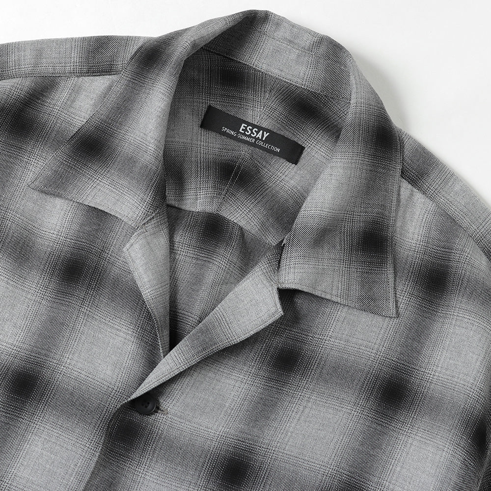 SHADOW CHECK OPEN COLLAR SHIRT