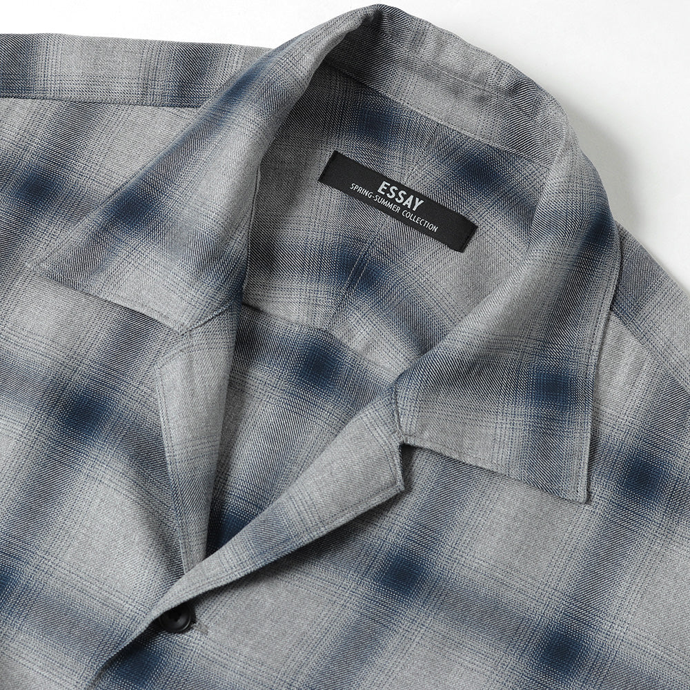 SHADOW CHECK OPEN COLLAR SHIRT