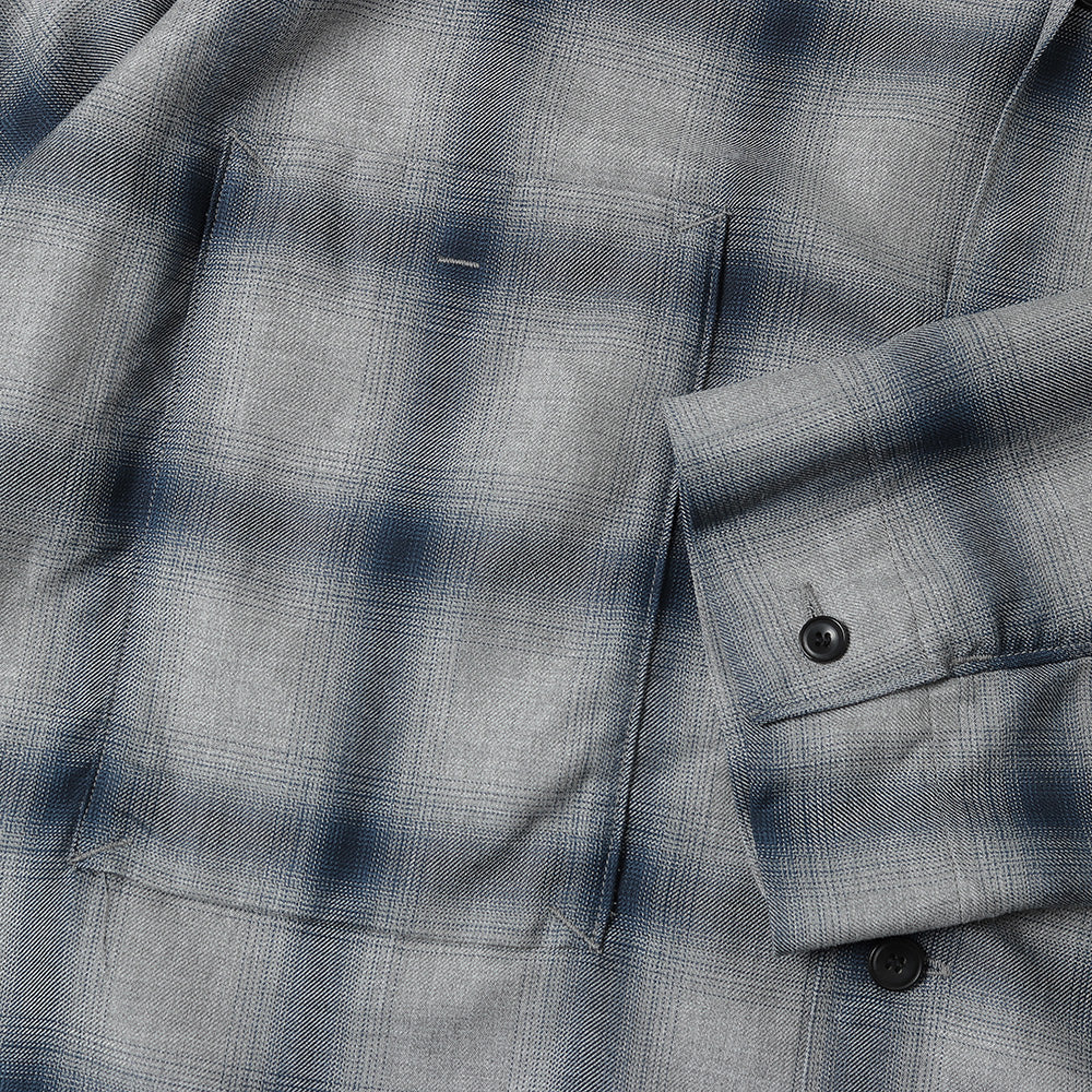 SHADOW CHECK OPEN COLLAR SHIRT