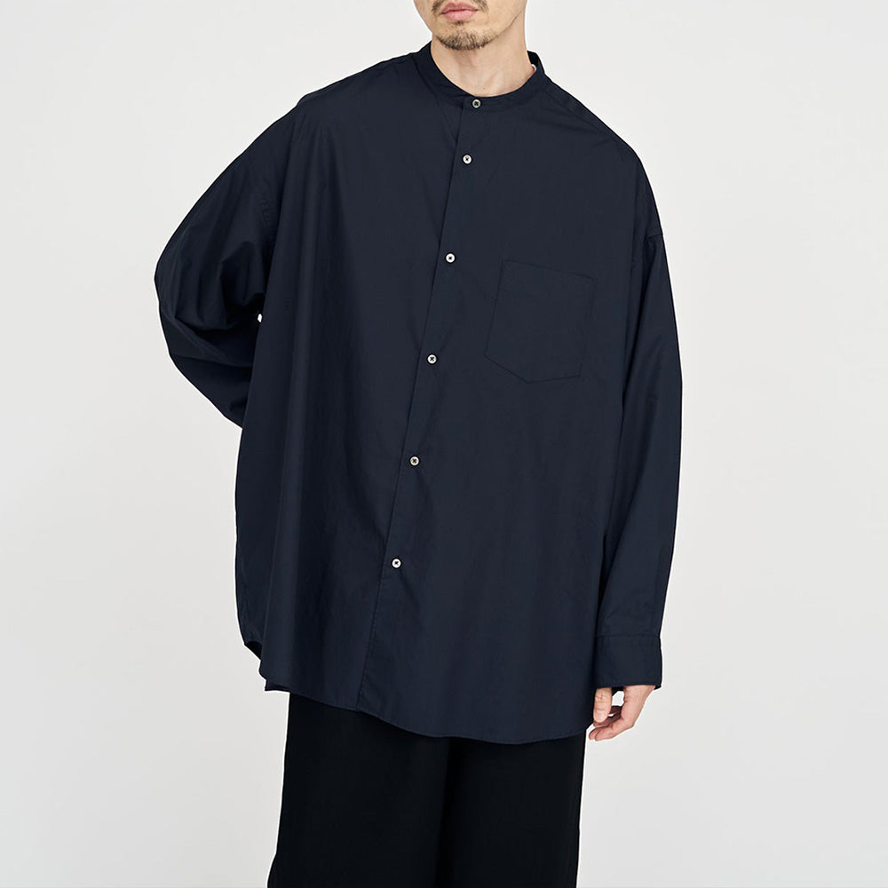 Broad L/S Oversized Band Collar Shirt