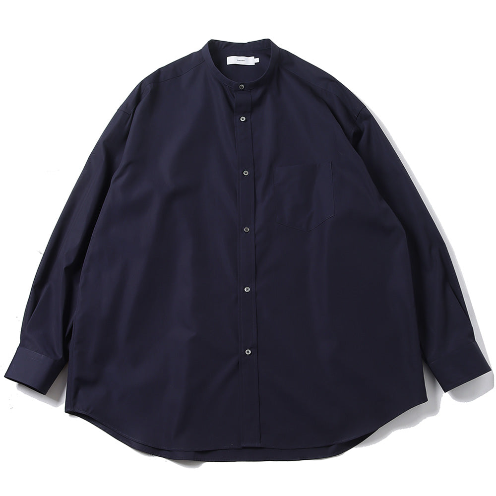 High Count Band Collar Round Cut Oversized Shirt