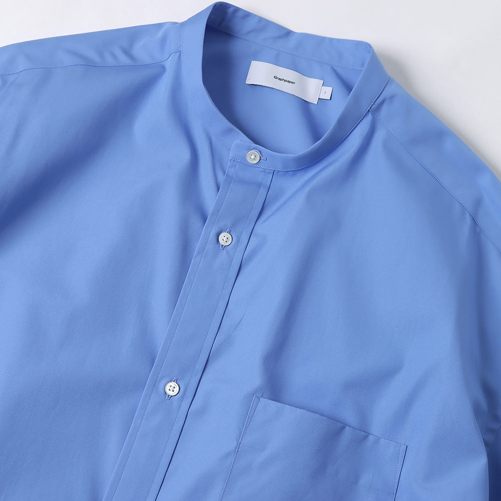 High Count Band Collar Round Cut Oversized Shirt