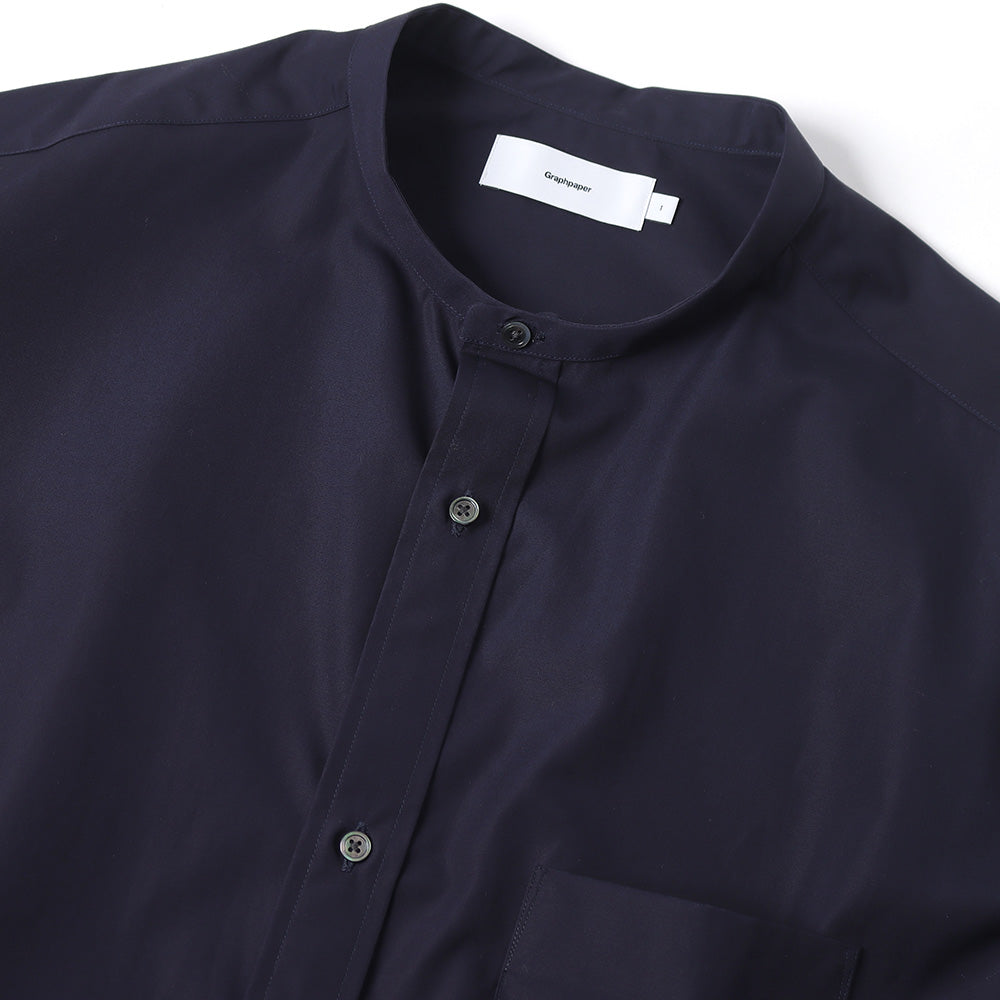 High Count Band Collar Round Cut Oversized Shirt
