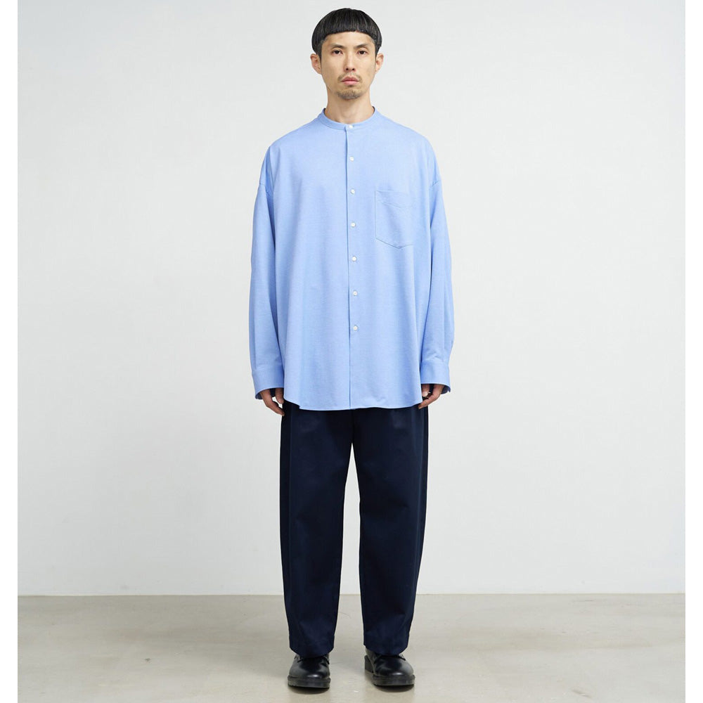 Oxford Pique Jersey L/S Oversized Band Collar Shirt