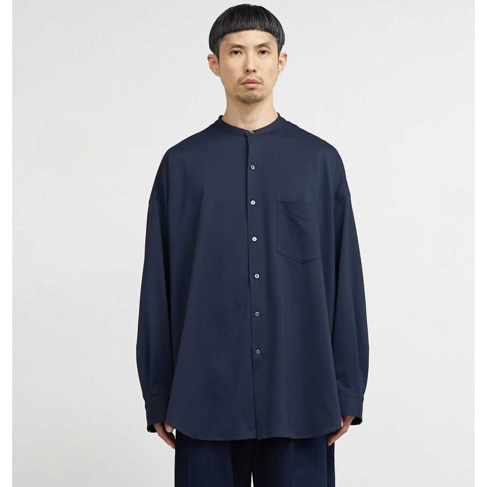 Oxford Pique Jersey L/S Oversized Band Collar Shirt