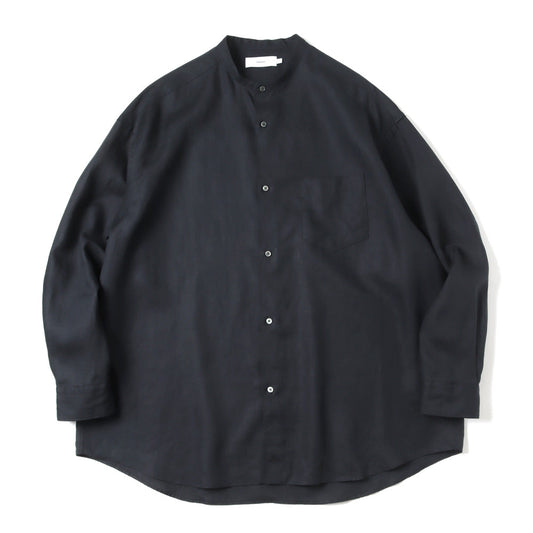 Linen L/S Oversized Band Collar Shirt