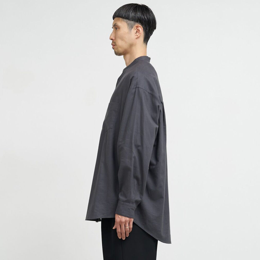 Cotton Cashmere L/S Oversized Band Collar Shirt