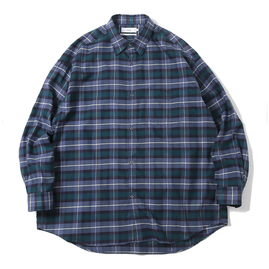 Check Flannel Oversized Regular Collar Shirt