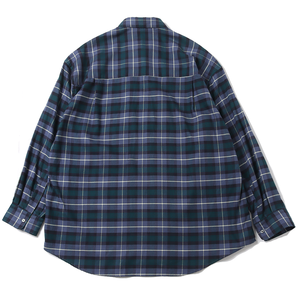 Check Flannel Oversized Regular Collar Shirt