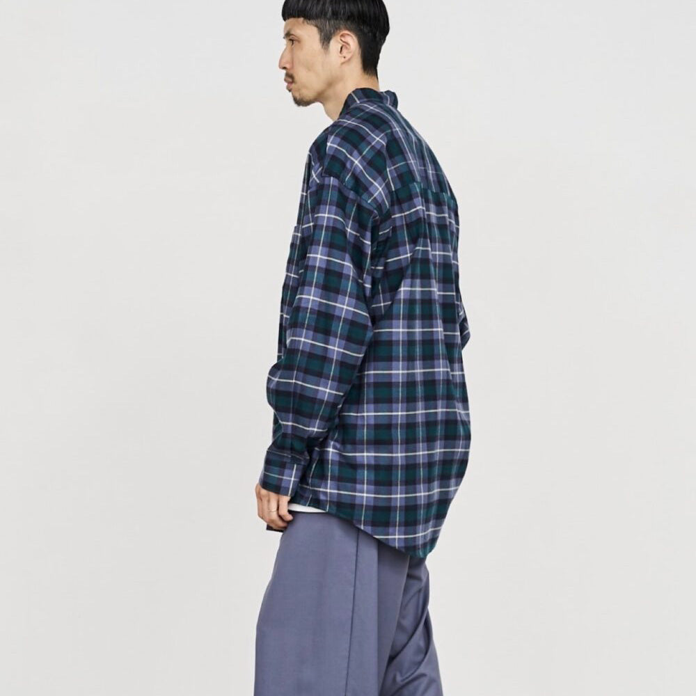 Check Flannel Oversized Regular Collar Shirt