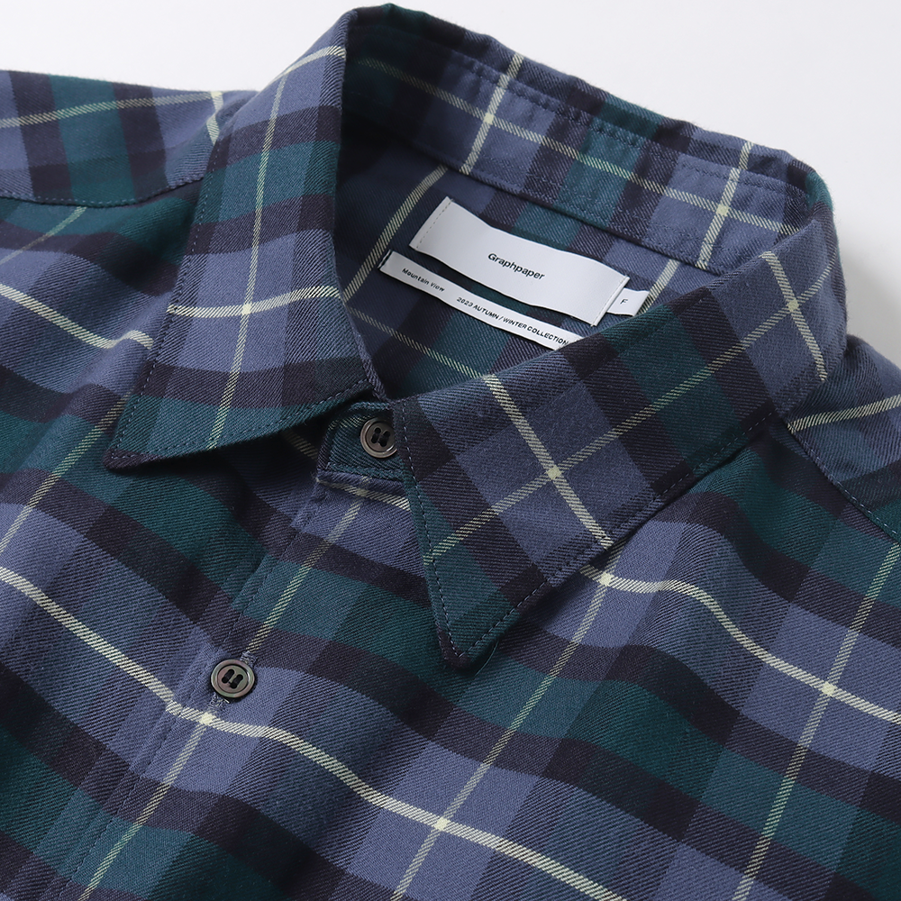 Graphpaper) Check Flannel Oversized Regular Collar Shirt (GM233 Graphpaper) Check Flannel Oversized Regular Collar Shirt (GM233