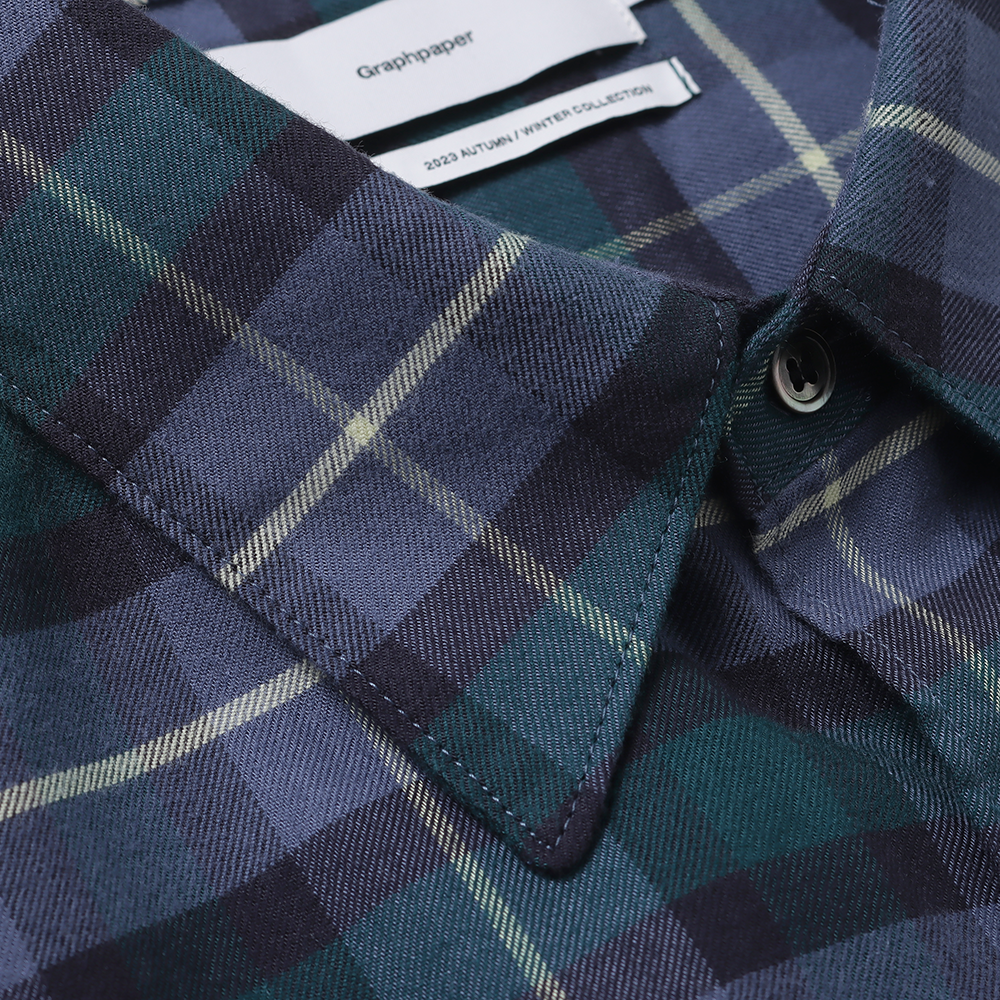 Check Flannel Oversized Regular Collar Shirt