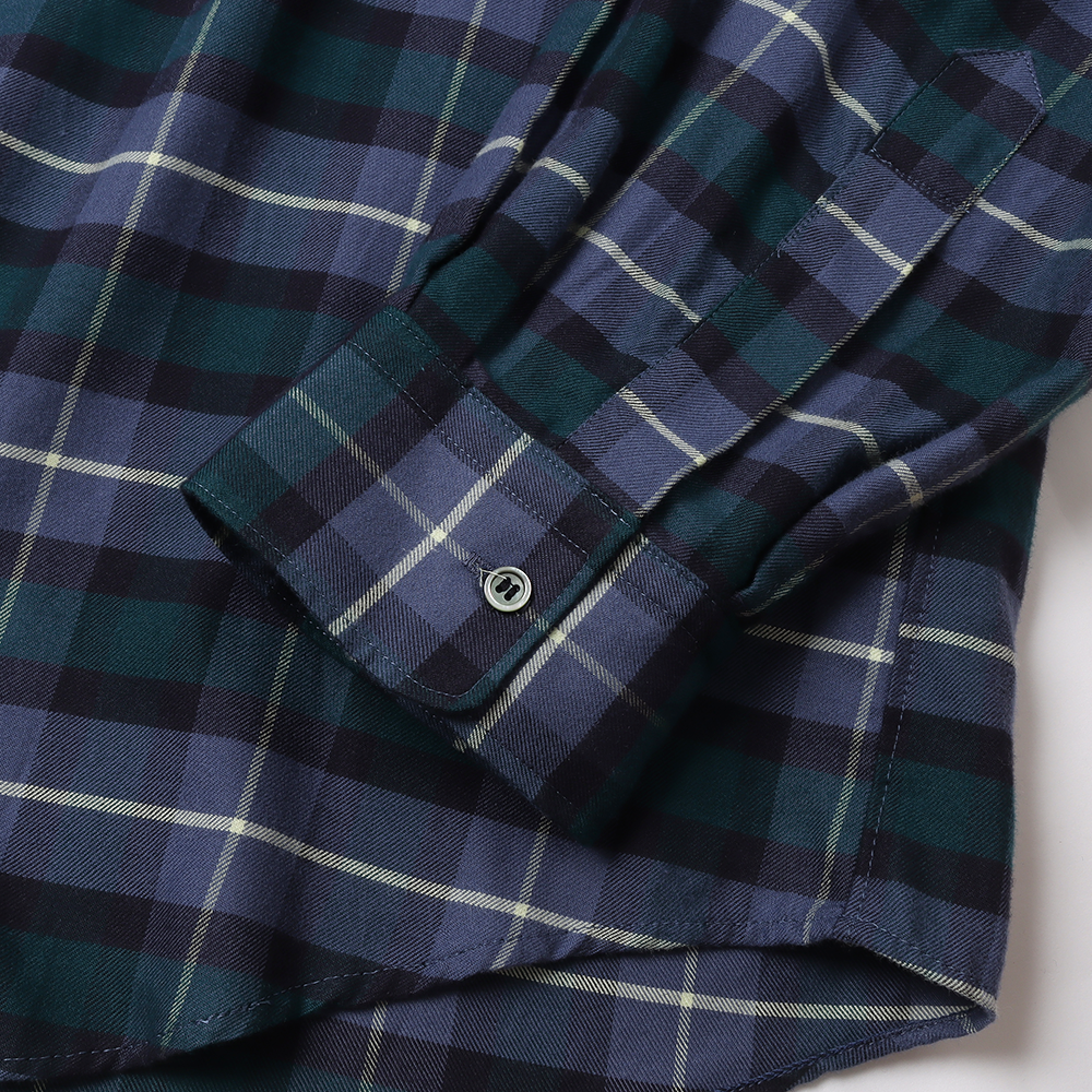 Check Flannel Oversized Band Collar Shirt