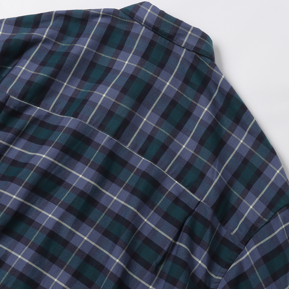 Check Flannel Oversized Regular Collar Shirt