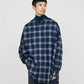 Check Flannel Oversized Band Collar Shirt