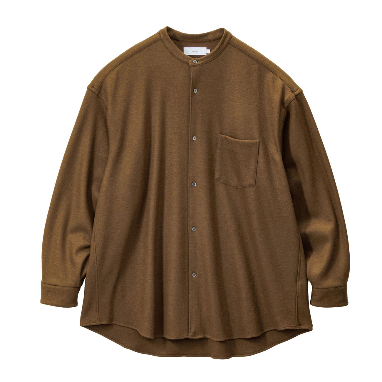Wool Smooth Flannel Oversized Band Collar Shirt