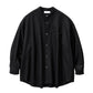 Wool Smooth Flannel Oversized Band Collar Shirt