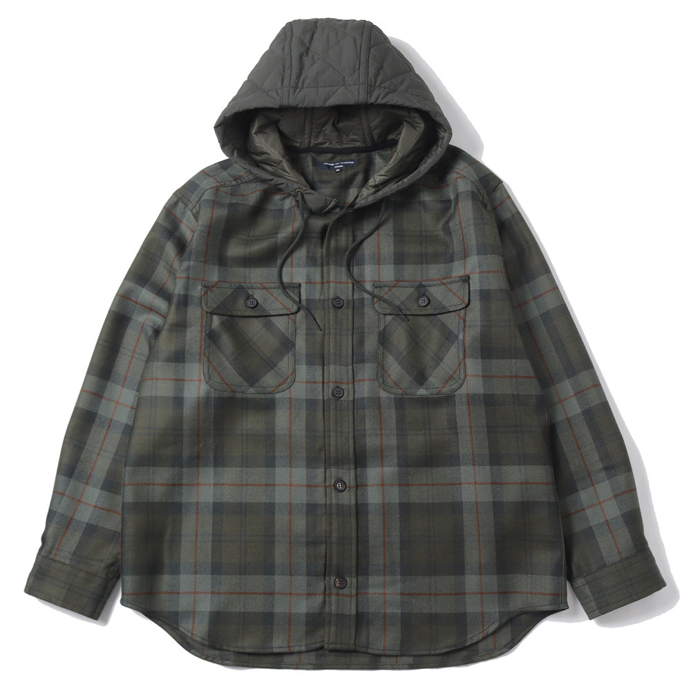 Wool tartan check x cotton nylon tasser quilt B028