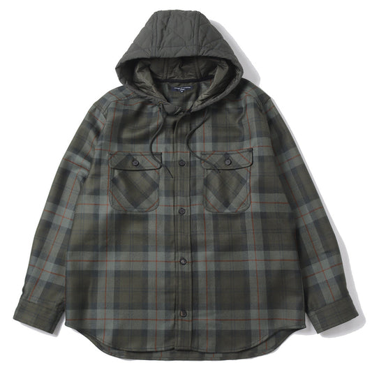 Wool tartan check x cotton nylon tasser quilt B028