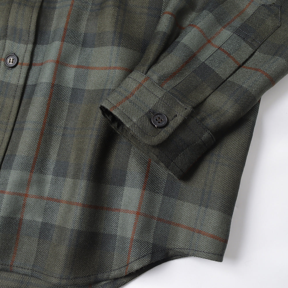 Wool tartan check x cotton nylon tasser quilt B028