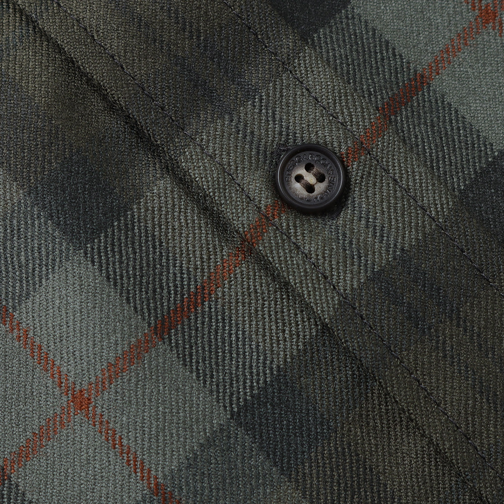 Wool tartan check x cotton nylon tasser quilt B028