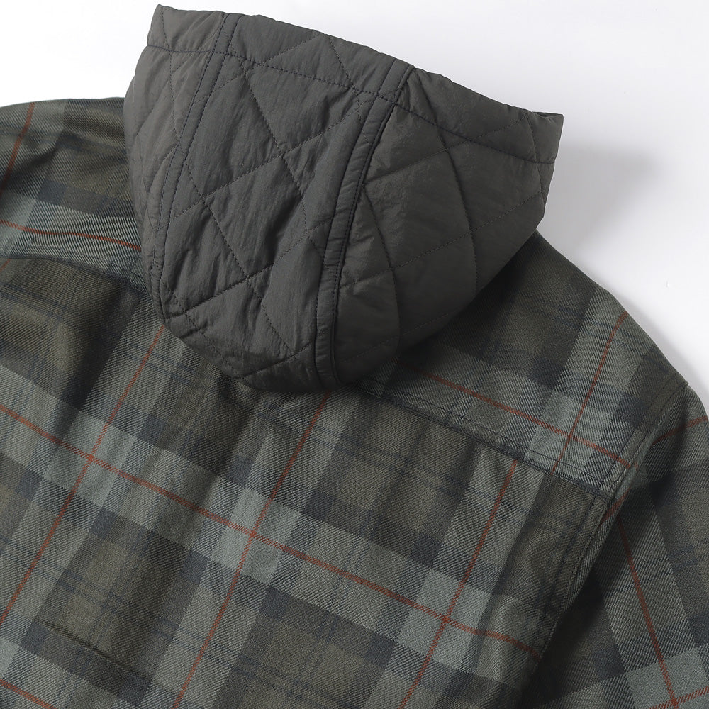 Wool tartan check x cotton nylon tasser quilt B028
