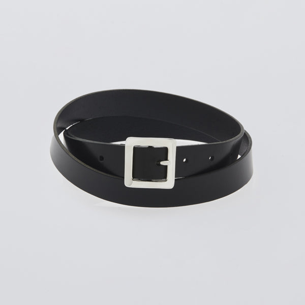 Square Buckler Buckle -Black Leather-