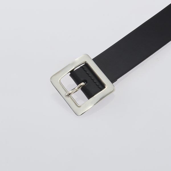 Square Buckler Buckle -Black Leather-