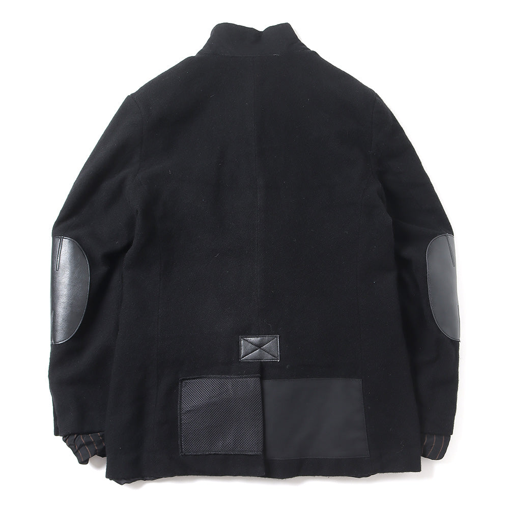 Wool spun twill product processing x multi-material patchwork J010