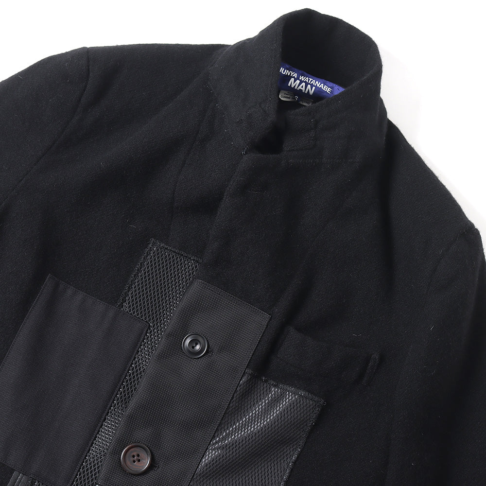 Wool spun twill product processing x multi-material patchwork J010