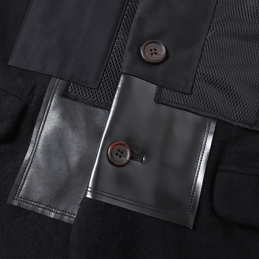Wool spun twill product processing x multi-material patchwork J010