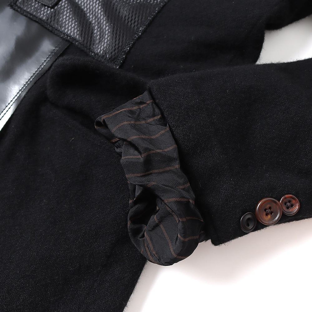 Wool spun twill product processing x multi-material patchwork J010