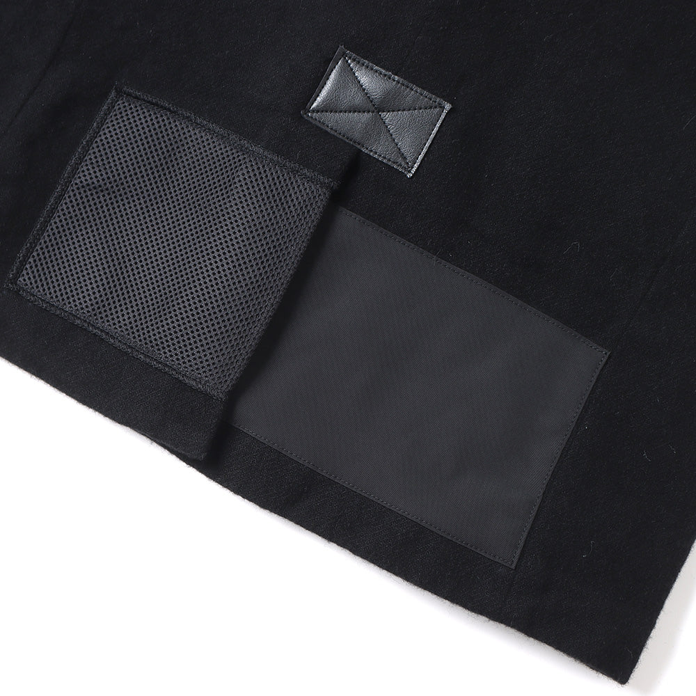 Wool spun twill product processing x multi-material patchwork J010