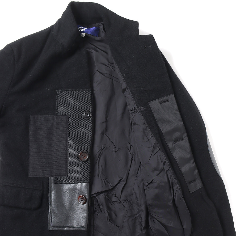 Wool spun twill product processing x multi-material patchwork J010