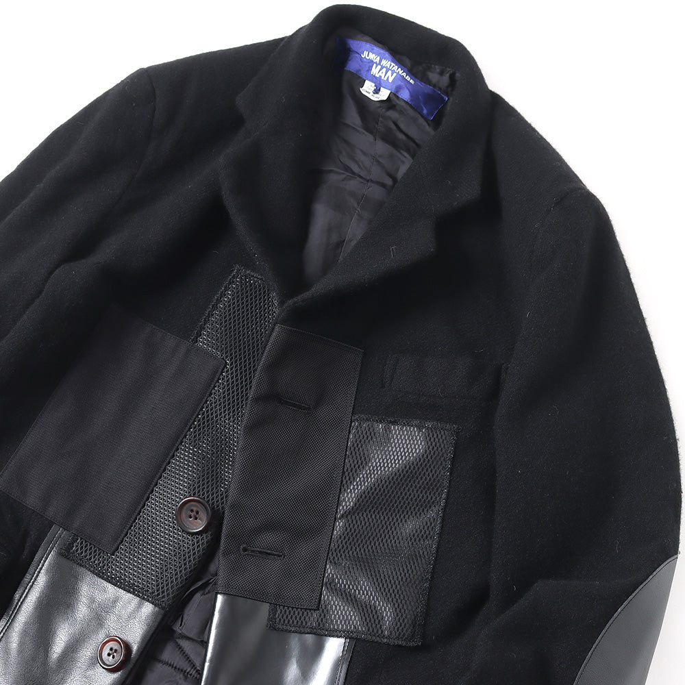 Wool spun twill product processing x multi-material patchwork J010