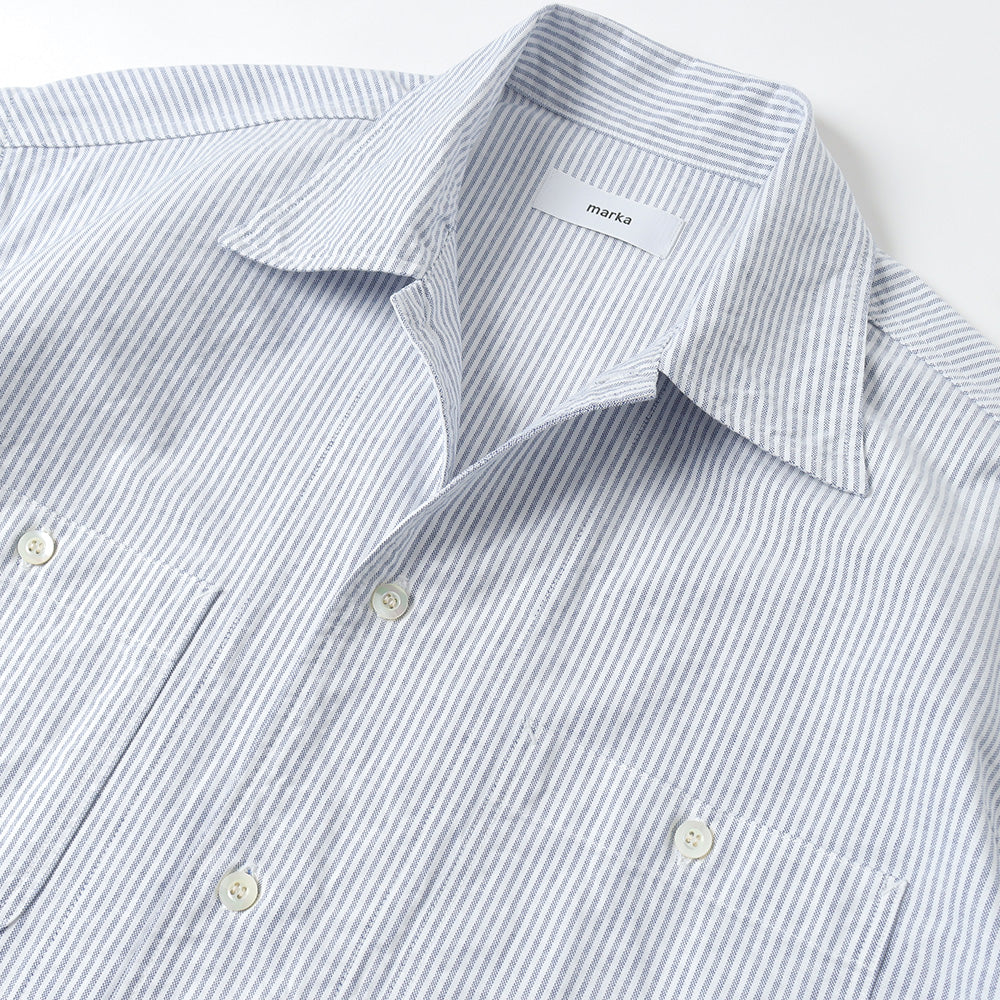 WORK SHIRT S/S ORGANIC COTTON OXFORD STRIPE