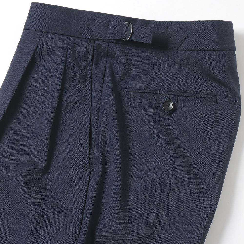 OFFICER PANTS 2TUCK WIDE WOOL TROPICAL MELANGE