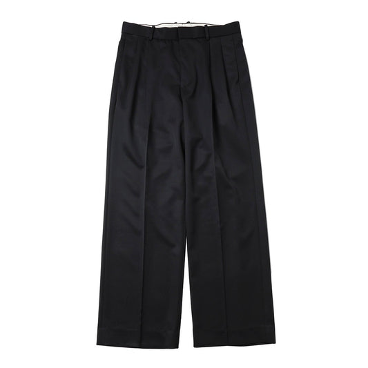 DOUBLE PLEATED STRAIGHT TROUSERS ORGANIC WOOL GABARDINE