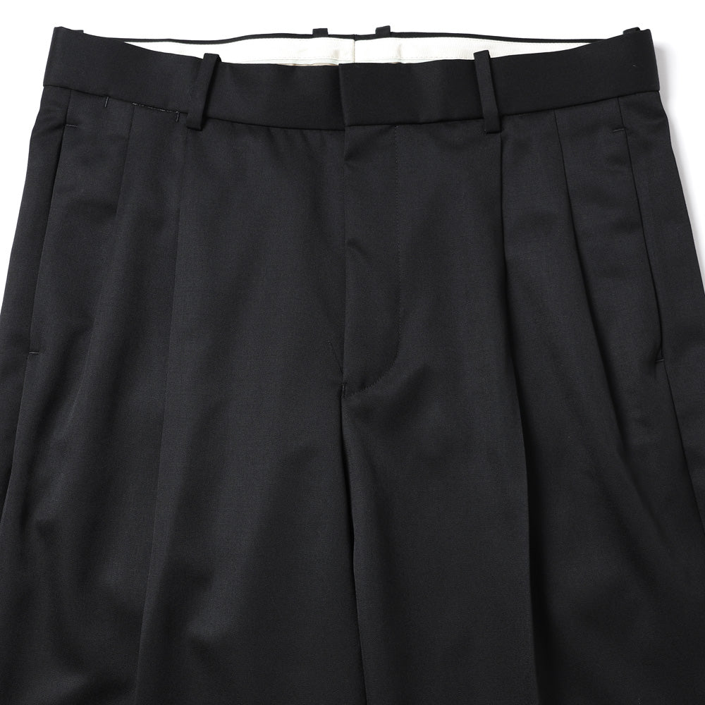 DOUBLE PLEATED STRAIGHT TROUSERS ORGANIC WOOL GABARDINE
