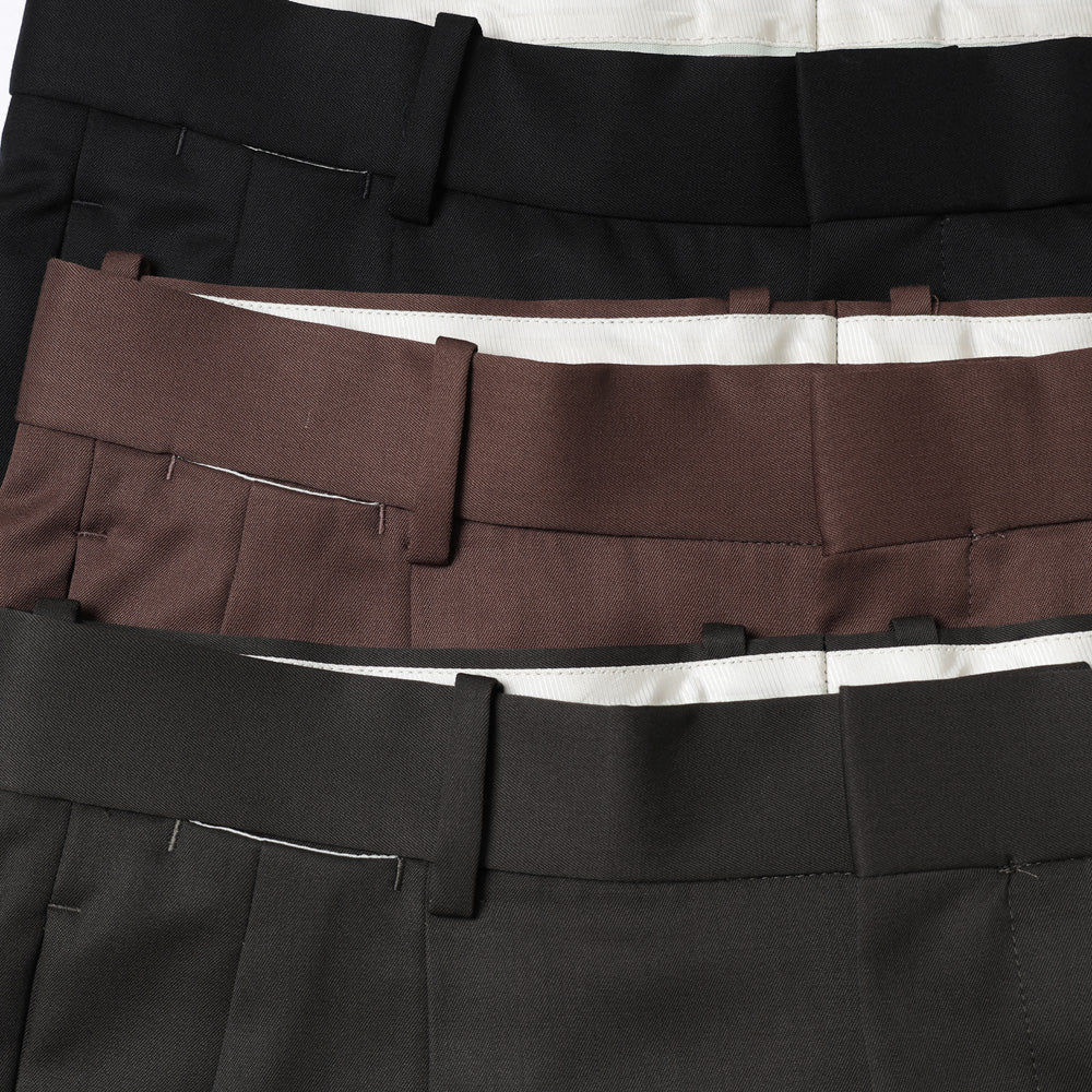 DOUBLE PLEATED STRAIGHT TROUSERS ORGANIC WOOL GABARDINE