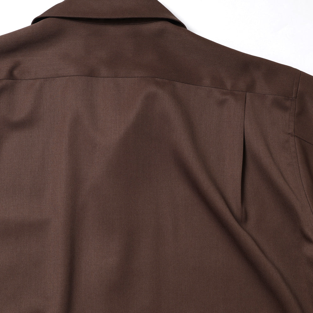 ITALIAN OPEN COLLAR SHIRT ORGANIC WOOL GABARDINE