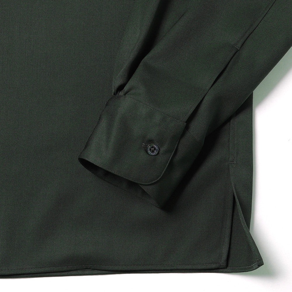 ITALIAN OPEN COLLAR SHIRT ORGANIC WOOL GABARDINE