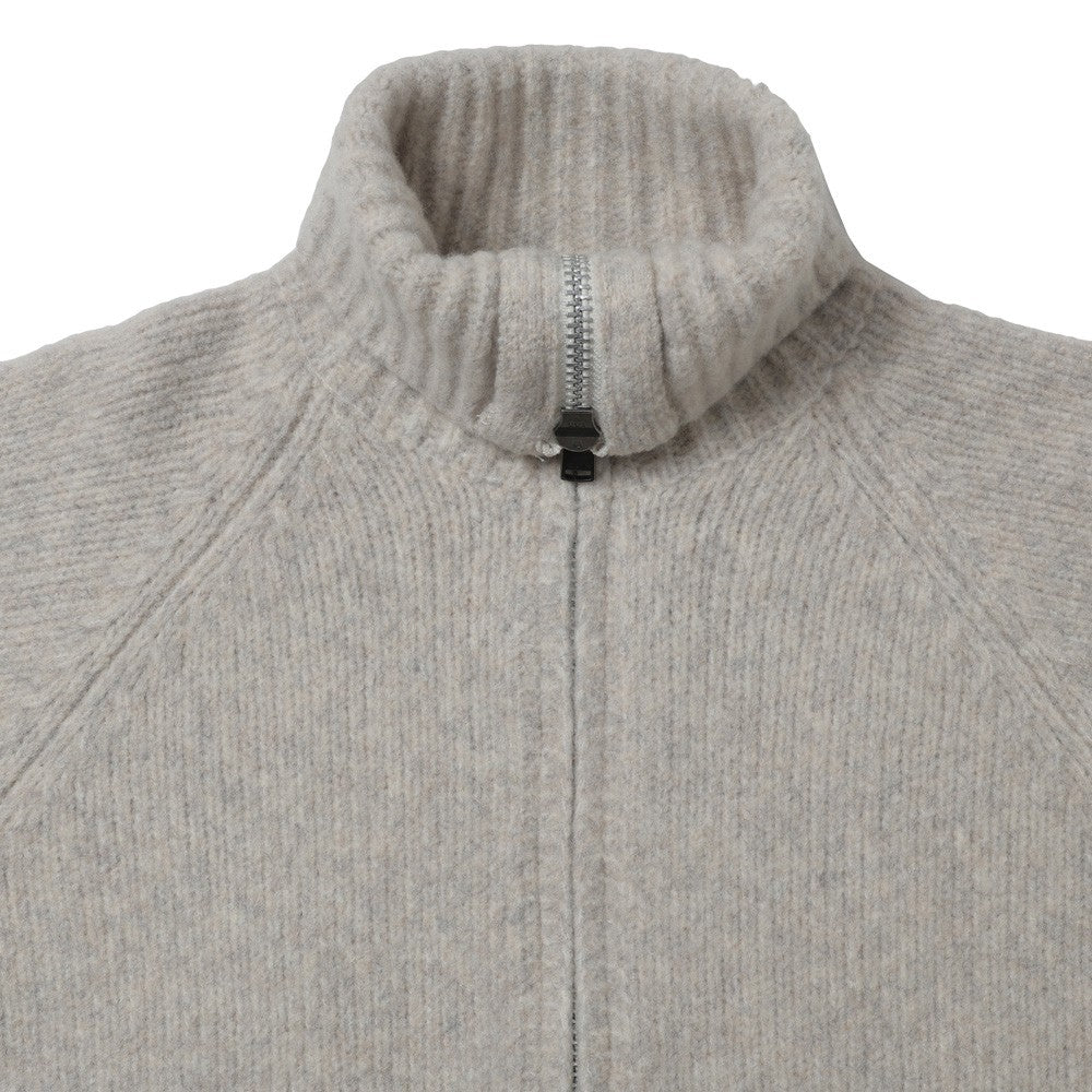 HIKER HIGH NECK ZIP BLOUSON WOOL BOUCLE KNIT