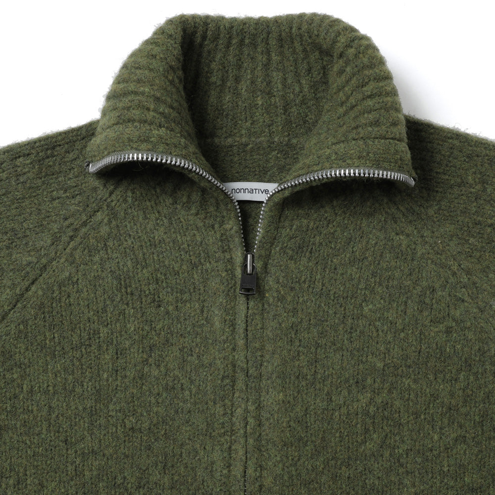 HIKER HIGH NECK ZIP BLOUSON WOOL BOUCLE KNIT