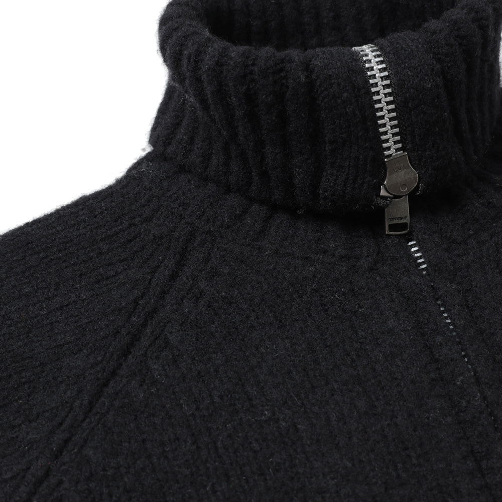 HIKER HIGH NECK ZIP BLOUSON WOOL BOUCLE KNIT