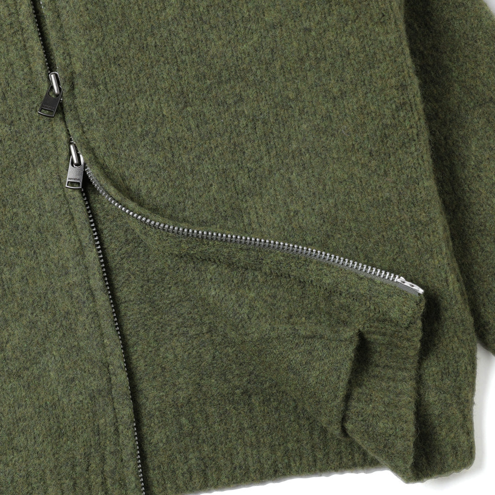 HIKER HIGH NECK ZIP BLOUSON WOOL BOUCLE KNIT